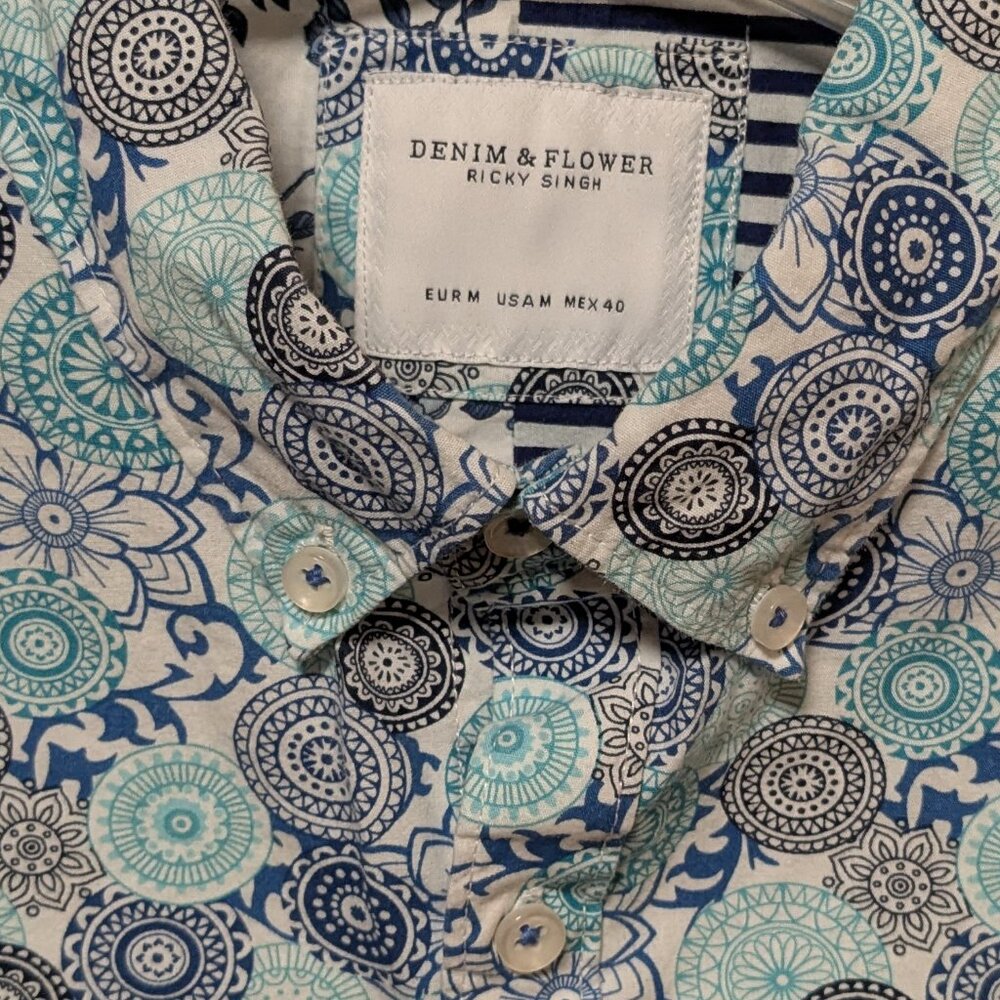 Denim & Flower Men's Short Sleeve Button Down Shirt - Picture 3 of 3